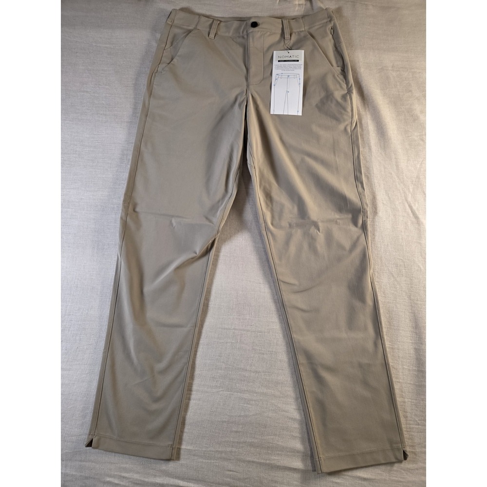 Nomatic Outset Pant 34x32(Meas 34x30.5) Mens Perf. Classic Fit Stretch Khaki